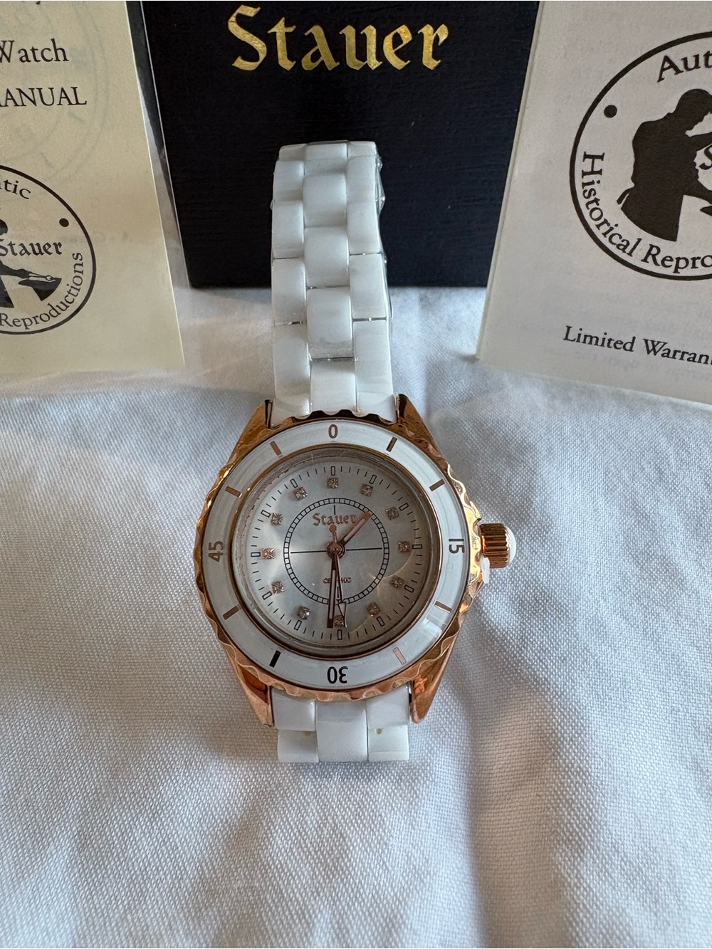 Stauer White Ceramic and Rose Gold Watch - Picture 2 of 5